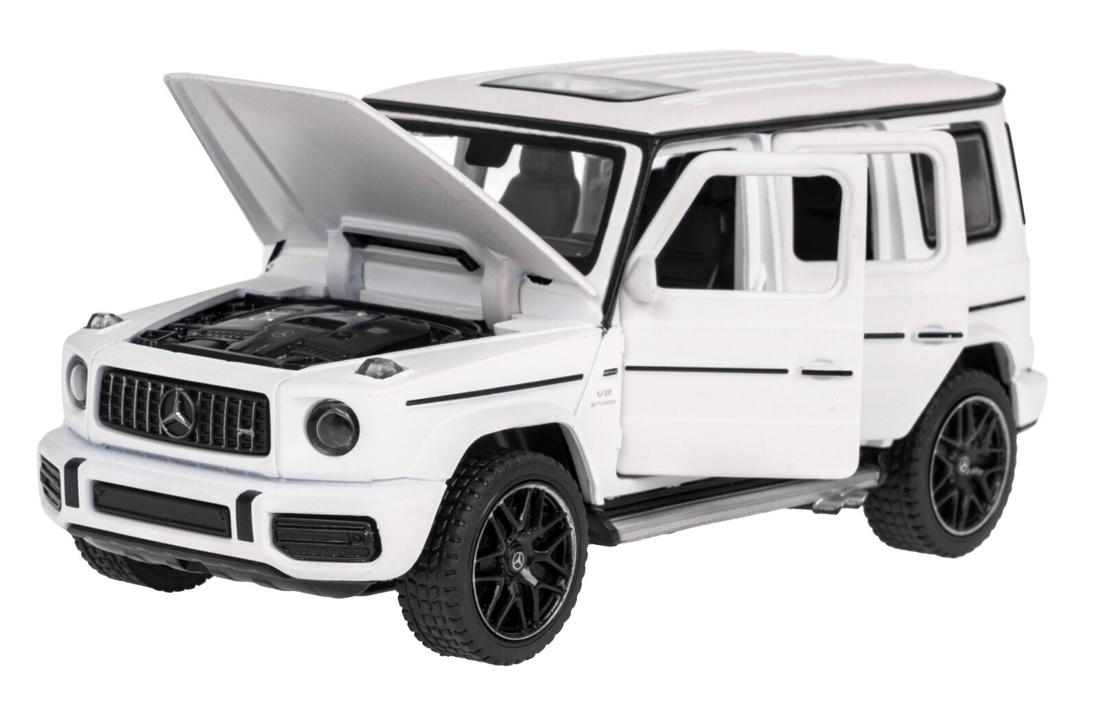 Metalliauto Mercedes Benz AMG G63 1:32, valkoinen hinta ja tiedot | Poikien lelut | hobbyhall.fi