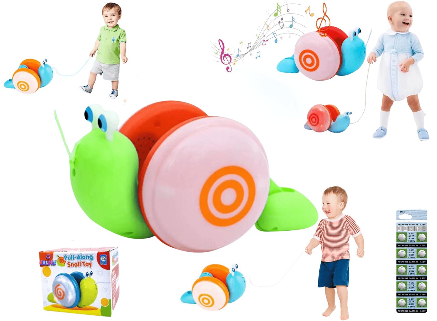 Interaktiivinen etana Halpix Snail Pull Along Toy hinta ja tiedot | Vauvan lelut | hobbyhall.fi