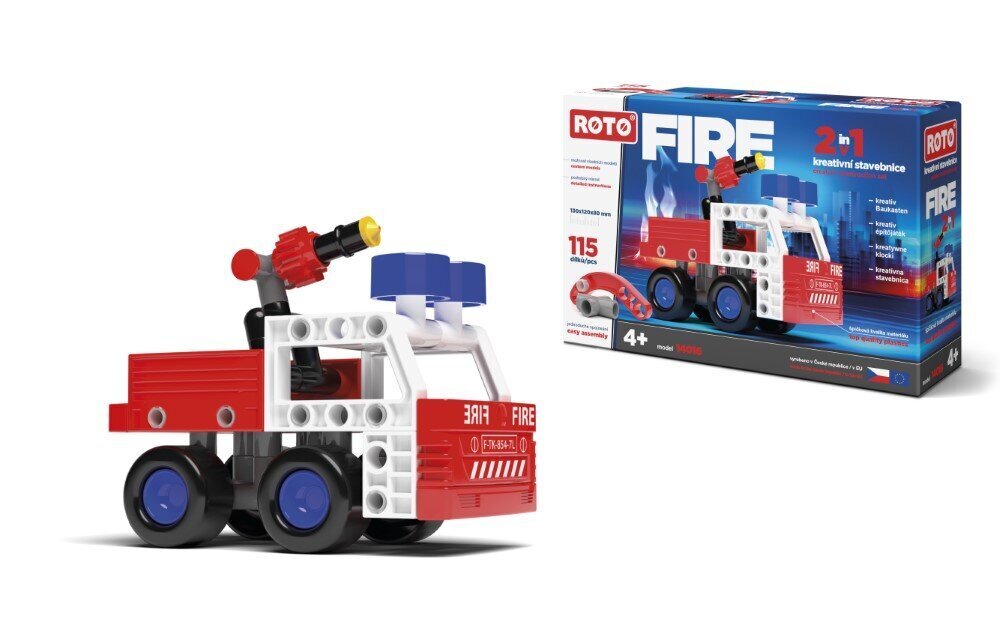 Rakennussettin paloauto Roto Fire 2in1 - 115 osaa hinta ja tiedot | LEGOT ja rakennuslelut | hobbyhall.fi