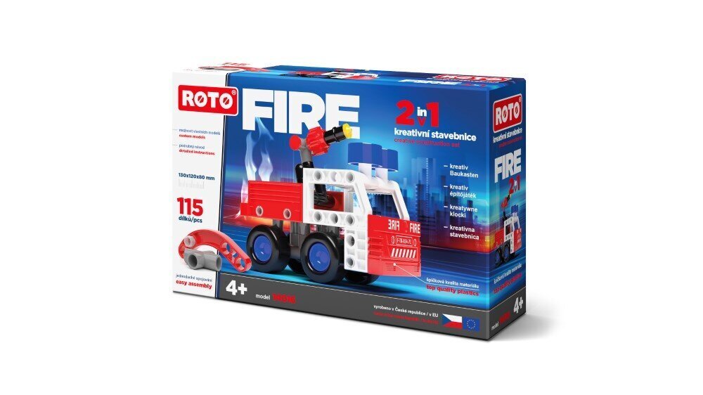 Rakennussettin paloauto Roto Fire 2in1 - 115 osaa hinta ja tiedot | LEGOT ja rakennuslelut | hobbyhall.fi