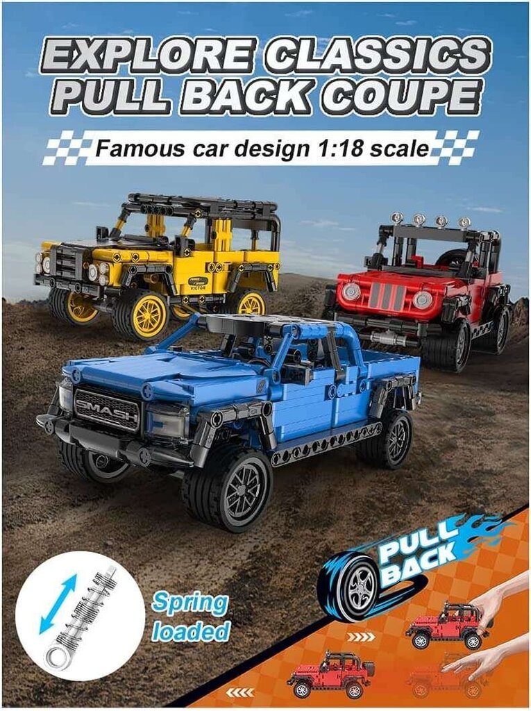 Rakennussetti CaDA Adventure Off-Roader Pull Back Terrain, C52027W, 317 det hinta ja tiedot | LEGOT ja rakennuslelut | hobbyhall.fi