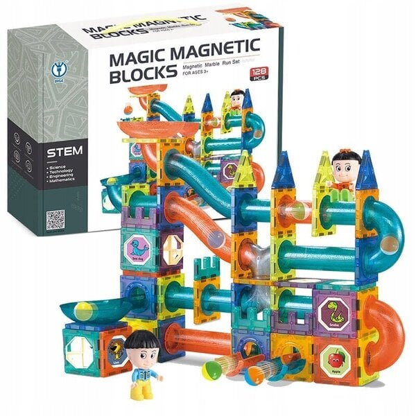 Lasten maagiset magneettipalikat Lean Toys, 128 kpl.