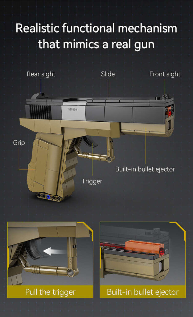 Rakennussetti Cada Pistol 17 ja 5 patruunaa, 338 kpl hinta ja tiedot | LEGOT ja rakennuslelut | hobbyhall.fi