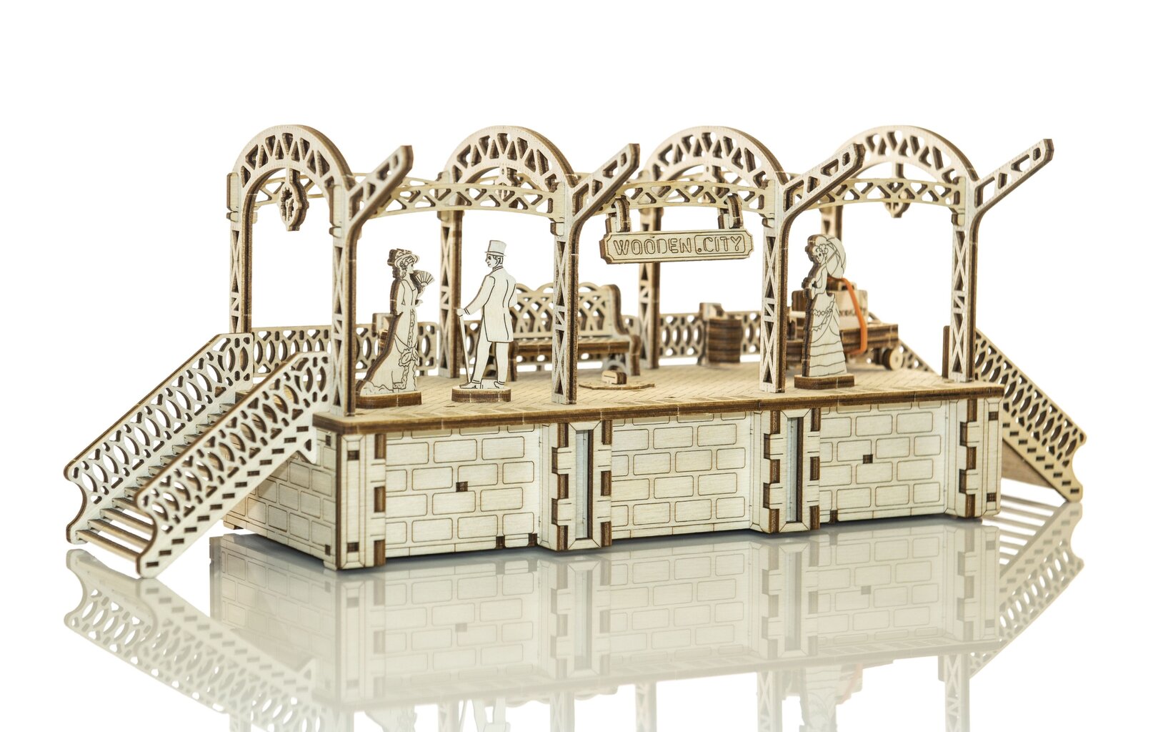 Puurakennussetti Wooden city Rautatieasema, 175 kpl hinta ja tiedot | LEGOT ja rakennuslelut | hobbyhall.fi