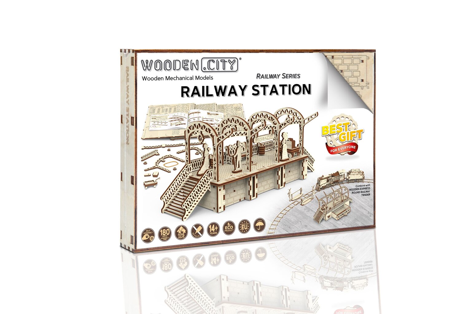 Puurakennussetti Wooden city Rautatieasema, 175 kpl hinta ja tiedot | LEGOT ja rakennuslelut | hobbyhall.fi