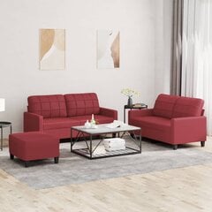 vidaXL 3-osainen lounge-setti Wine Red Faux Leather hinta ja tiedot | Sohvat ja vuodesohvat | hobbyhall.fi