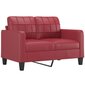 vidaXL 3-osainen lounge-setti Wine Red Faux Leather hinta ja tiedot | Sohvat ja vuodesohvat | hobbyhall.fi