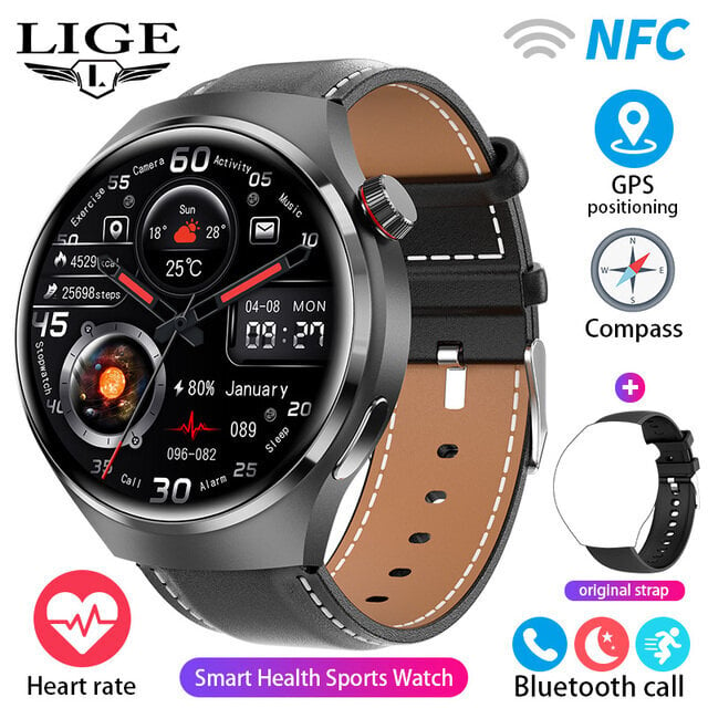 2024 Uutta Huawei GT4 Pro Smart Watch -kellolle aikuisten NFC GPS Tracker 360*360 HD-näyttö Syke Bluetooth Call SmartWatch hinta ja tiedot | Älykellot | hobbyhall.fi