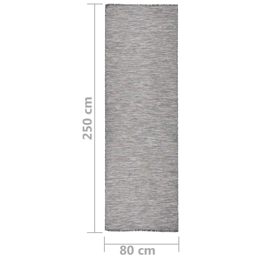 vidaXL Ulkomatto Flatweave 80x250 cm ruskea ja sininen hinta ja tiedot | Isot matot | hobbyhall.fi