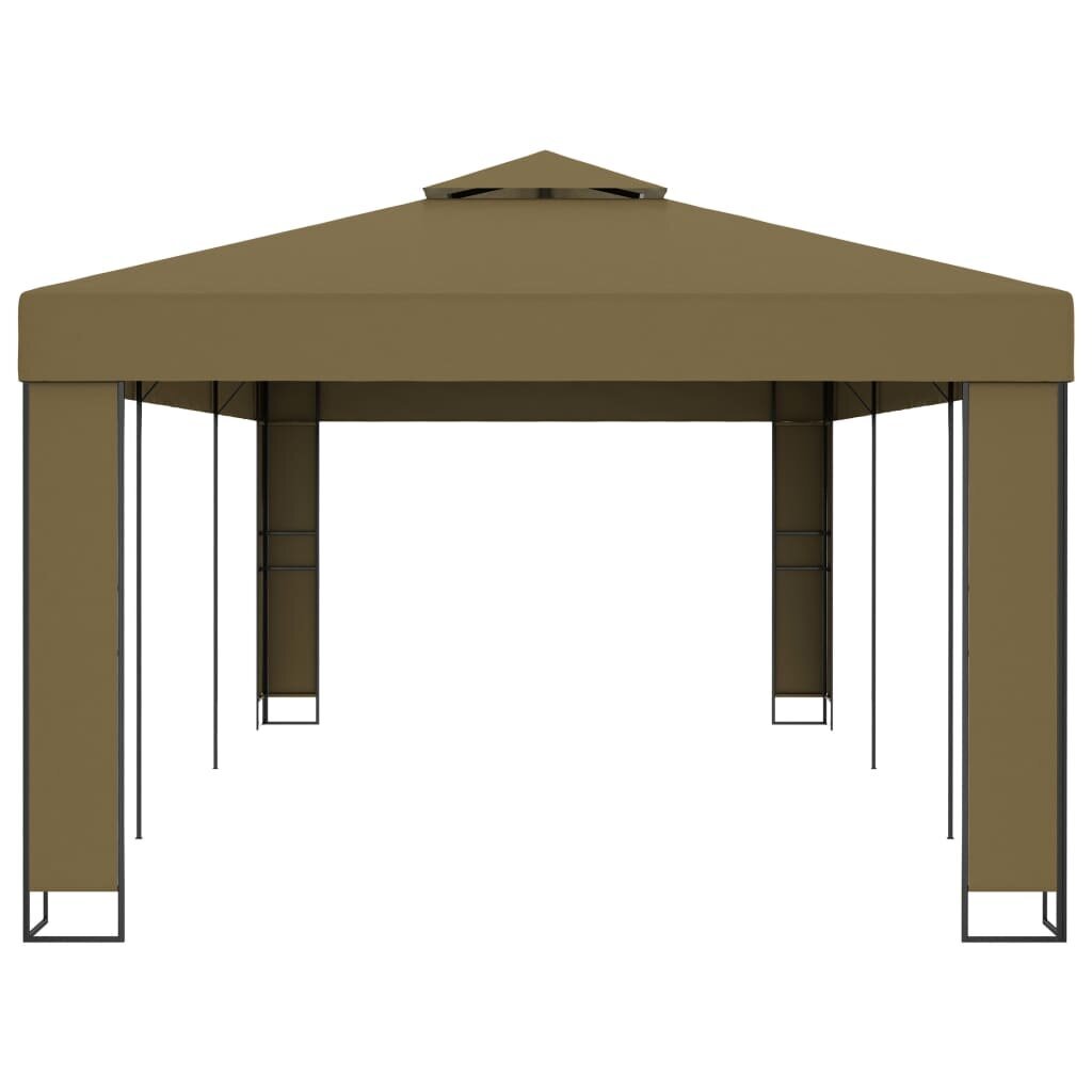 vidaXL Huvimaja kaksoiskatolla 3x6 m ruskeanharmaa 180 g/m² hinta ja tiedot | Puutarhapaviljongit | hobbyhall.fi