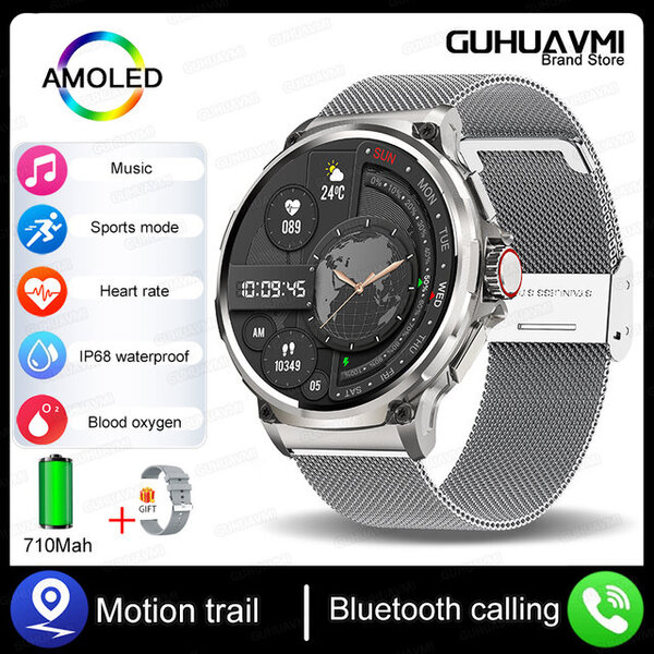 Uusi 1,85" Ultra HD Display -älykello Adult 710 Mah Large Battery Bluetooth Call SmartWatch Android iOS Phone 400+ kellotauluille