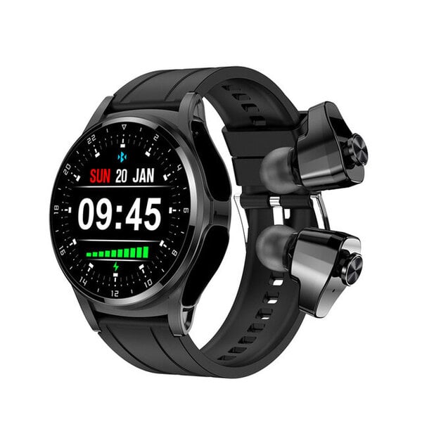 GT66 Smart Watch 2 in 1 Langattomat kuulokkeet 1,39 tuuman HD Big Screen Bluetooth Dial Call NFC TWS -kuulokerannekello