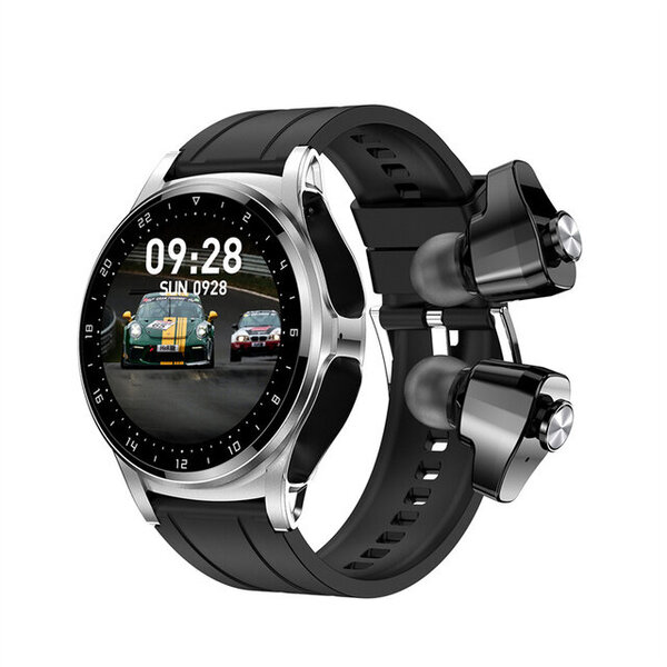 GT66 Smart Watch 2 in 1 Langattomat kuulokkeet 1,39 tuuman HD Big Screen Bluetooth Dial Call NFC TWS -kuulokerannekello