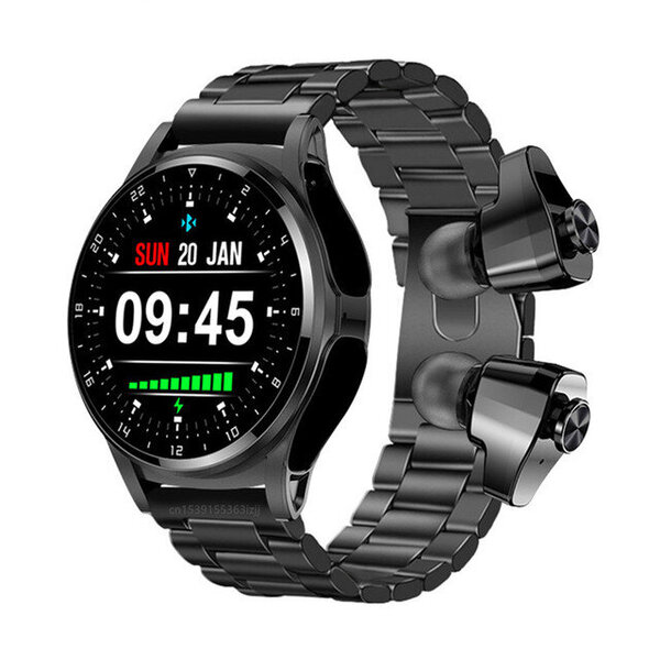 GT66 Smart Watch 2 in 1 Langattomat kuulokkeet 1,39 tuuman HD Big Screen Bluetooth Dial Call NFC TWS -kuulokerannekello