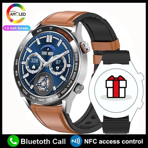 Huawei NFC Smart Watch Adult Watch 3 Pro HD -näytölle Syke Bluetooth Call IP68 Waterproof SmartWatch 2024 Uusi