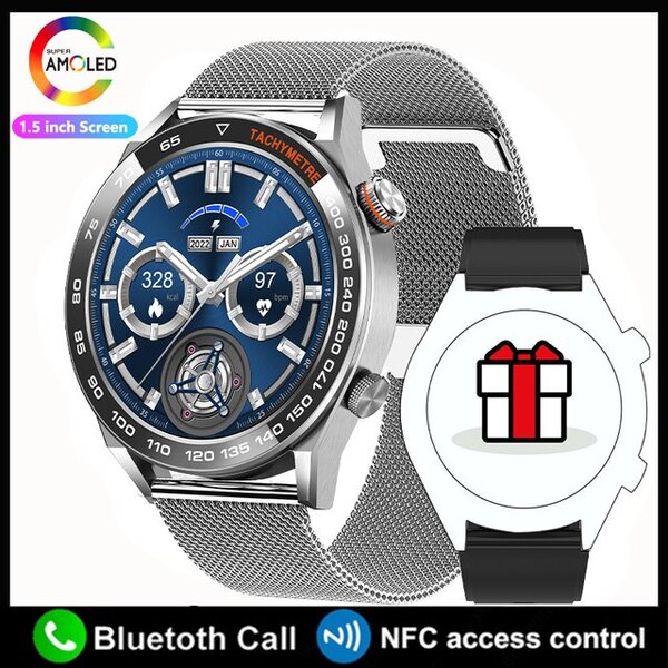 Huawei NFC Smart Watch Adult Watch 3 Pro HD -näytölle Syke Bluetooth Call IP68 Waterproof SmartWatch 2024 Uusi