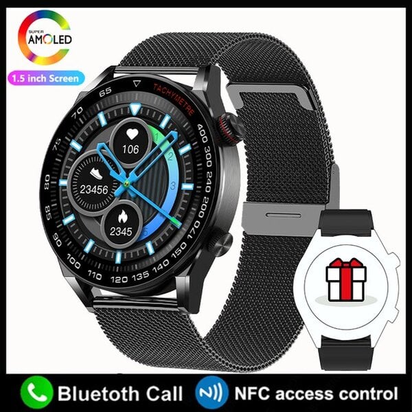 Huawei NFC Smart Watch Adult Watch 3 Pro HD -näytölle Syke Bluetooth Call IP68 Waterproof SmartWatch 2024 Uusi