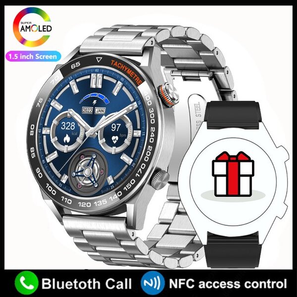 Huawei NFC Smart Watch Adult Watch 3 Pro HD -näytölle Syke Bluetooth Call IP68 Waterproof SmartWatch 2024 Uusi