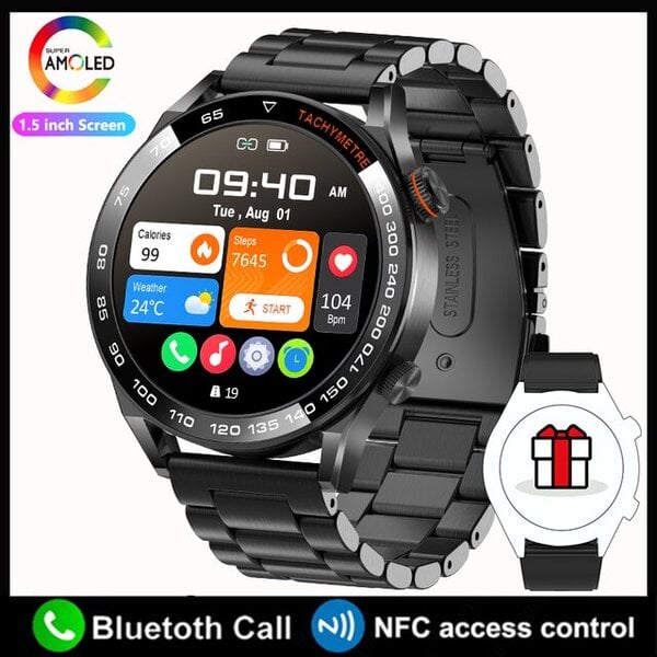 Huawei NFC Smart Watch Adult Watch 3 Pro HD -näytölle Syke Bluetooth Call IP68 Waterproof SmartWatch 2024 Uusi