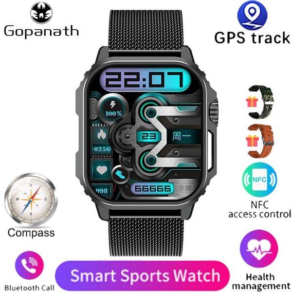 2024 Smart Watch aikuisille Android Bluetooth Call IP68 Vedenpitävä Verenpaine Fitness GPS Tracker NFC Smart Watch for