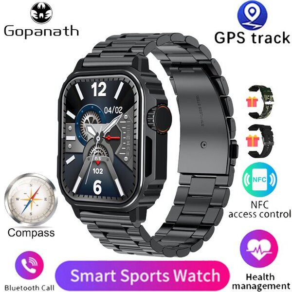 2024 Smart Watch aikuisille Android Bluetooth Call IP68 Vedenpitävä Verenpaine Fitness GPS Tracker NFC Smart Watch for