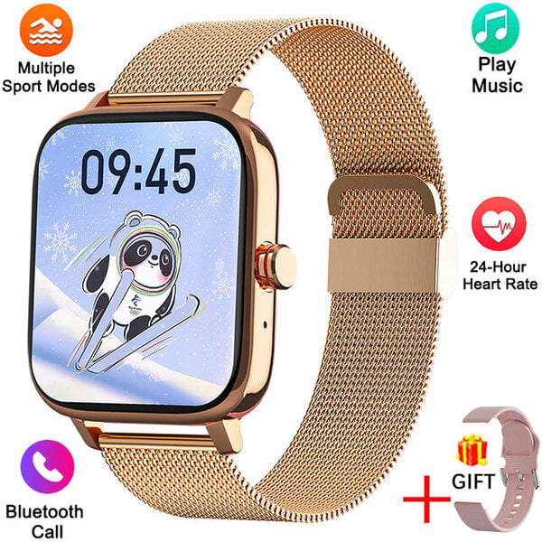 Soita Smart Watch Adult Custom Dial vedenpitävä älykello Android IOS Bluetooth Musiikkikellot Tyttöjen rannerengas + Box