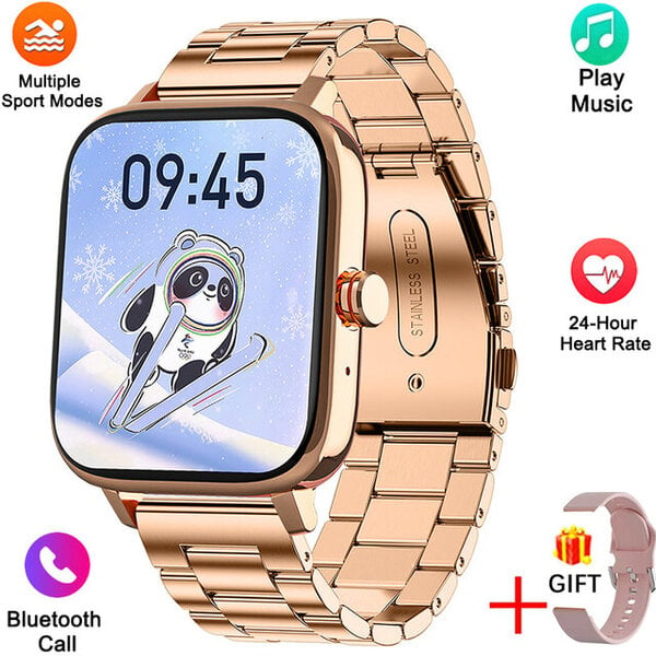 Soita Smart Watch Adult Custom Dial vedenpitävä älykello Android IOS Bluetooth Musiikkikellot Tyttöjen rannerengas + Box