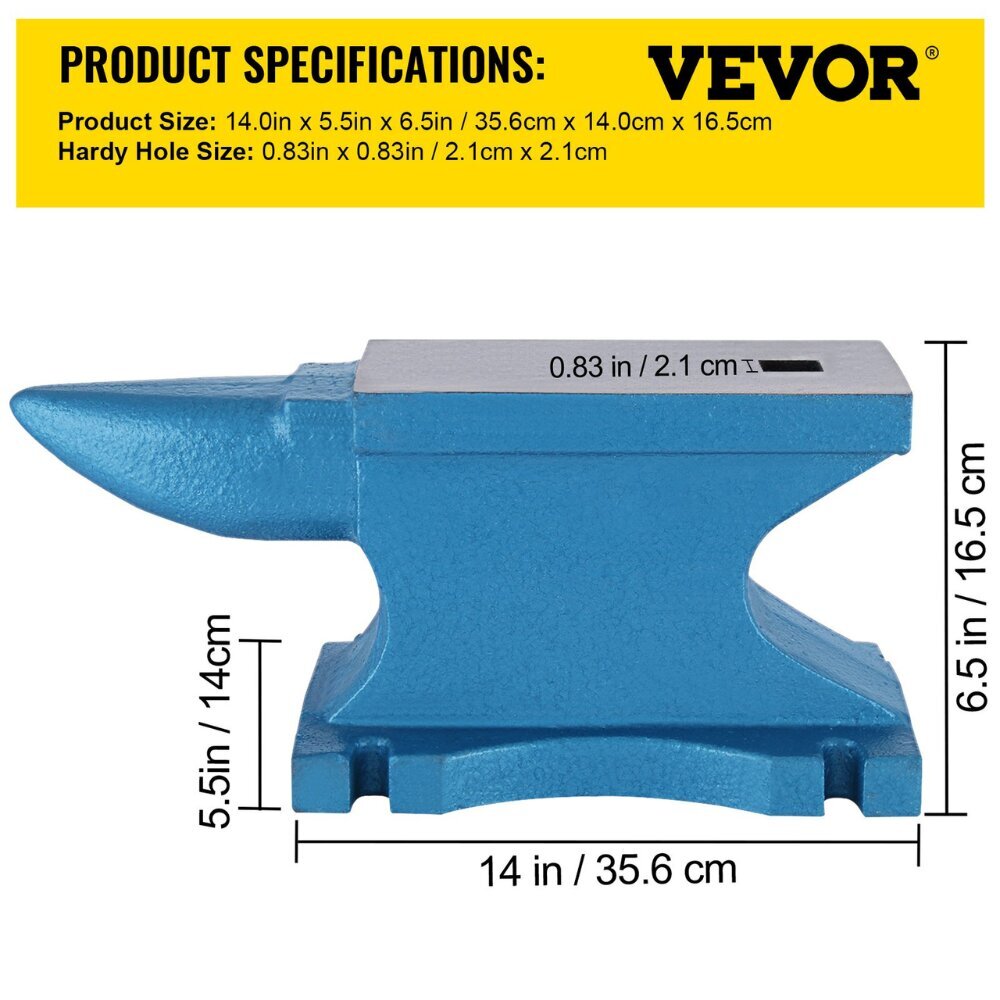 Vevor-naskali, 36 x 10,5 x 16,5 cm, 25 kg hinta ja tiedot | Käsityökalut | hobbyhall.fi