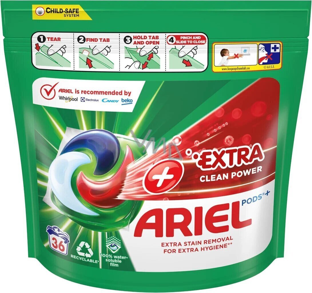 Ariel Extra Clean pesukapselit, 36 kpl 3 kpl hinta ja tiedot | Pyykinpesuaineet | hobbyhall.fi