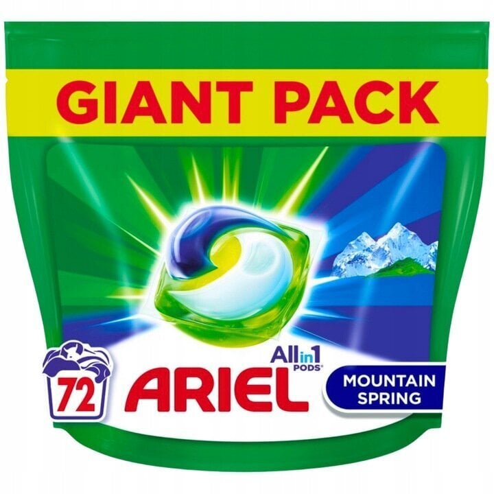 Ariel Mountain Spring Pesukapselit, 72 kpl 2 kpl hinta ja tiedot | Pyykinpesuaineet | hobbyhall.fi