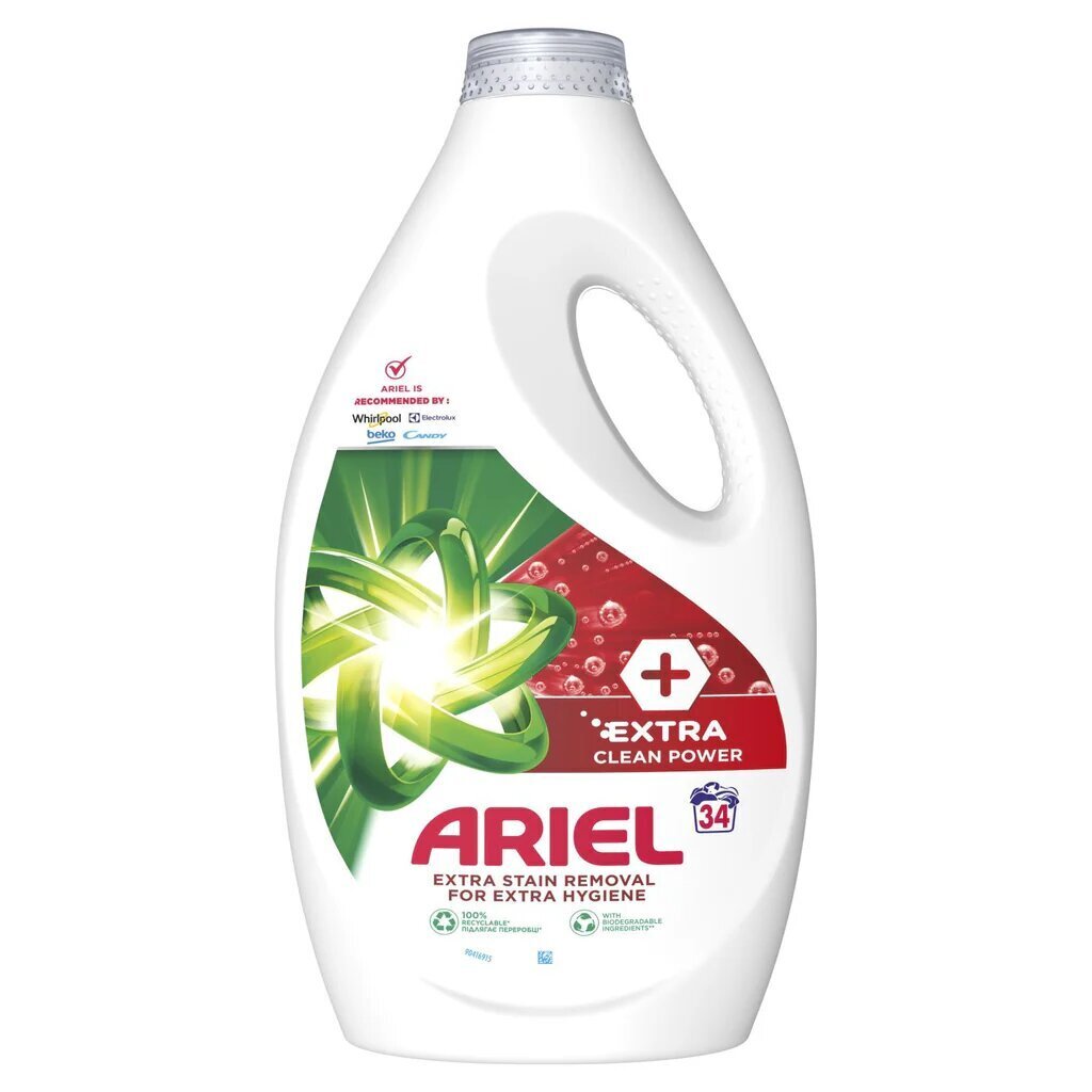 Ariel Extra Clean Nestemäinen pesuaine, 34 pulloa / 1,7 l, 5 kpl hinta ja tiedot | Pyykinpesuaineet | hobbyhall.fi