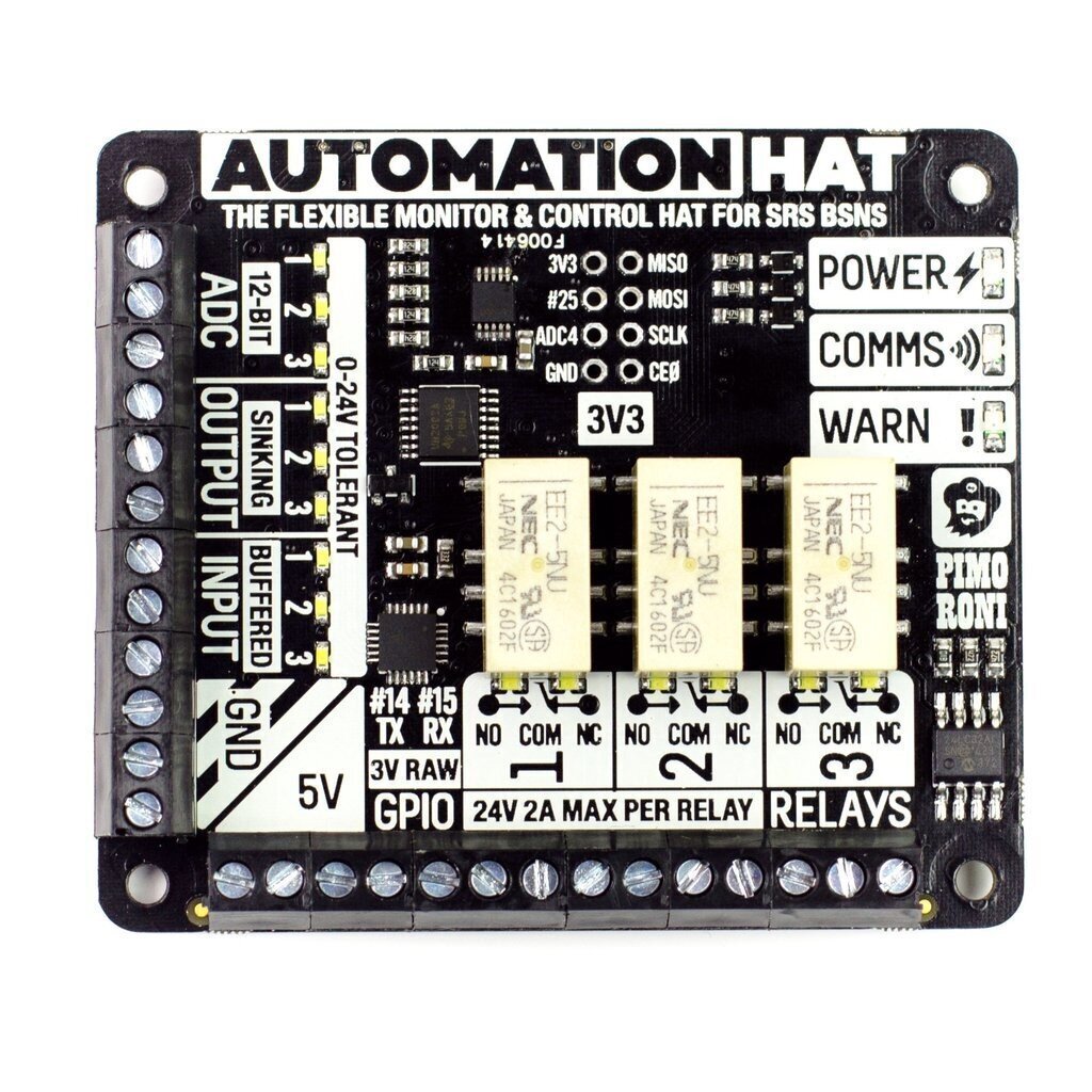 Automaattinen Hat 3x rele + LED, Raspberry Pi -laajennus hinta ja tiedot | Mikrokontrollerit | hobbyhall.fi