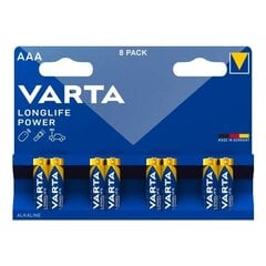 Alkalielementit Varta Longlife Power AAA, 8 kpl hinta ja tiedot | Paristot | hobbyhall.fi