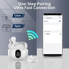 Langattomat nappikuulokkeet Bluetooth 5.3 -kuulokkeet Bassostereokuulokkeet melua vaimentavalla mikrofonilla LED-näyttö kuulokkeissa IP7 vedenpitävä 36H toistoaika kannettaville tietokonepuhelimille Urheiluharjoitus valkoinen hinta ja tiedot | Kuulokkeet | hobbyhall.fi