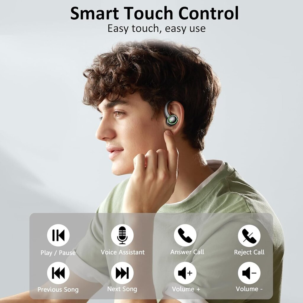 Langattomat nappikuulokkeet urheilu, Bluetooth-kuulokkeet 5.3, 50H toisto korvan yli 4 ENC-melua vaimentavalla mikrofonilla, syväbassokuulokkeet korvakoukuilla, IP7-vedenpitävät kuntokuulokkeet kuntosaliharjoitteluun hinta ja tiedot | Kuulokkeet | hobbyhall.fi