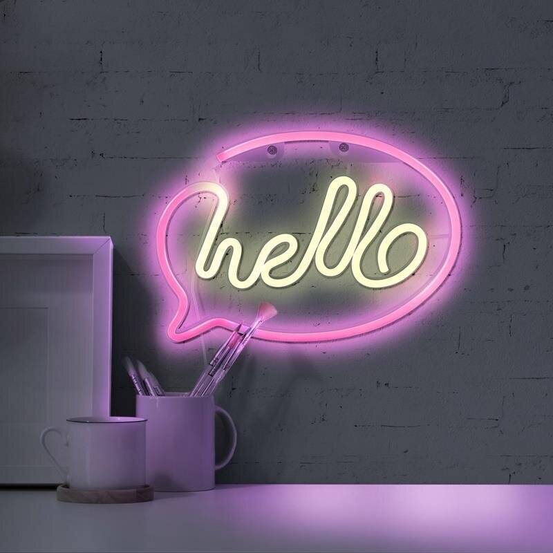 Koristevalo - NEON HELLO USB A + paristovirta 327147 hinta ja tiedot | Lastenhuoneen valaisimet | hobbyhall.fi