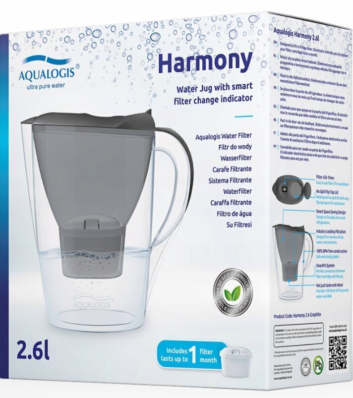 Vedensuodatinkuppi Aqualogis Harmony, 2,6L hinta ja tiedot | Veden suodatinkannut ja suodattimet | hobbyhall.fi