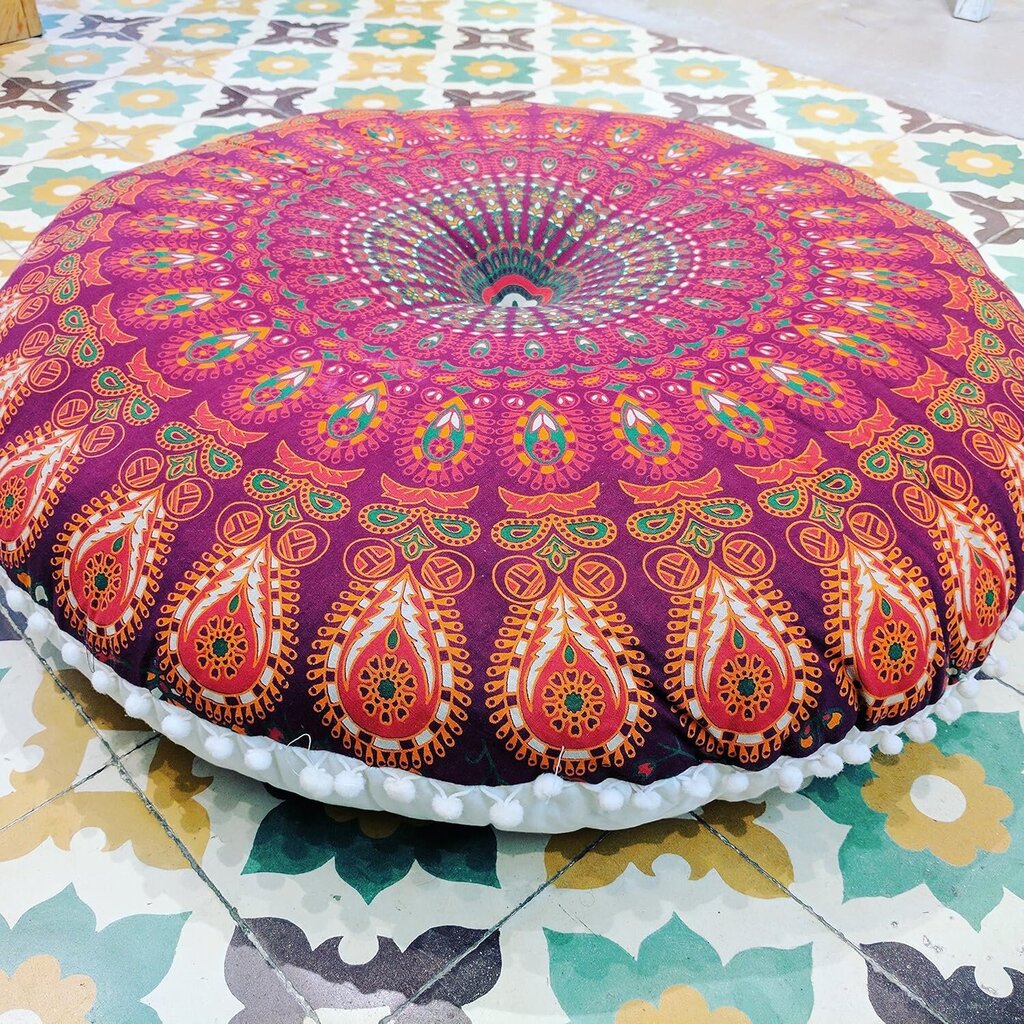 Mandala Life ART Bohemien tyynyliina 75 x 15 cm pyöreä hinta ja tiedot | Istuintyynyt, pehmusteet ja päälliset | hobbyhall.fi