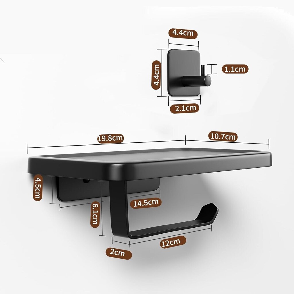 SRIIANO WC-paperiteline hyllyllä Musta hinta ja tiedot | Kylpyhuoneen sisustus | hobbyhall.fi