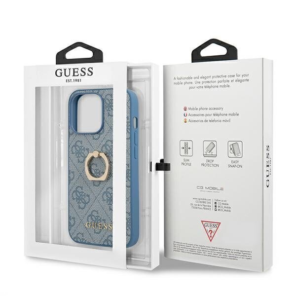 GUHCP13L4GMRBL Guess PU 4G Ring Case, iPhone 13 Pro, Blue hinta ja tiedot | Puhelimen kuoret ja kotelot | hobbyhall.fi