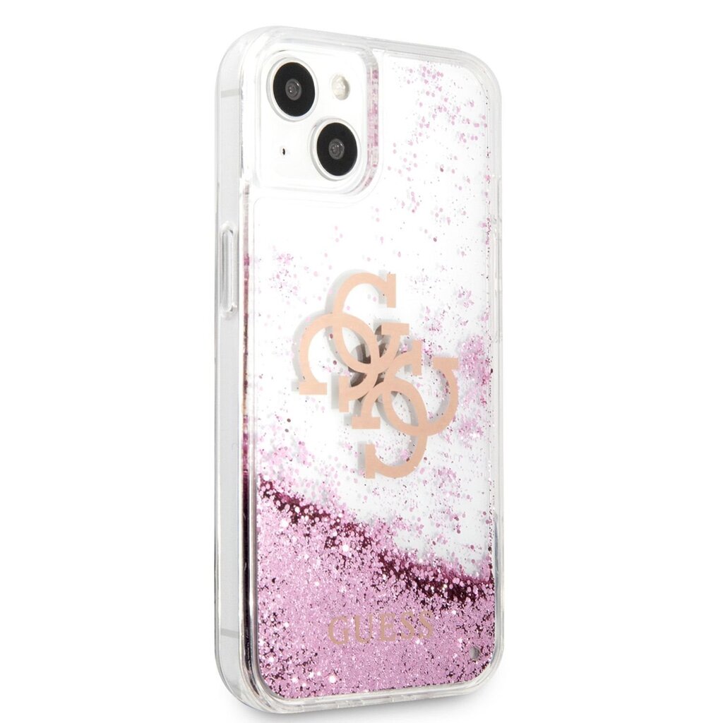 GUHCP13SLG4GPI Guess TPU Big 4G Liquid Glitter Pink Case iPhone 13 Mini Transparentille hinta ja tiedot | Puhelimen kuoret ja kotelot | hobbyhall.fi