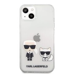 KLHCP13SCKTR Karl Lagerfeld PC / TPU Icon Karl and Choupette -kotelo iPhone 13 mini läpinäkyvä Transparent hinta ja tiedot | Puhelimen kuoret ja kotelot | hobbyhall.fi