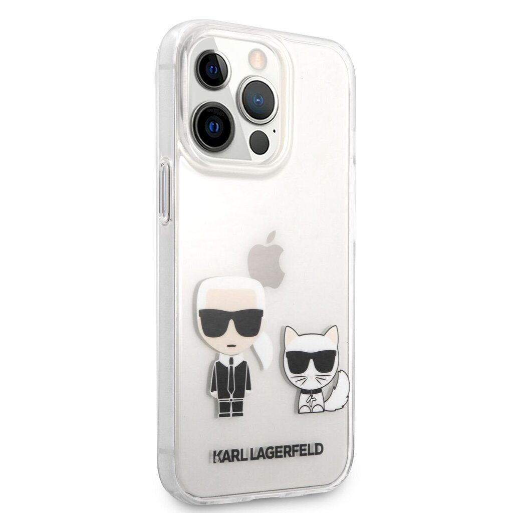 KLHCP13XCKTR Karl Lagerfeld PC / TPU Icon Karl and Choupette -kotelo iPhone 13 Pro Max:lle läpinäkyvä hinta ja tiedot | Puhelimen kuoret ja kotelot | hobbyhall.fi