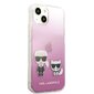 KLHCP13SCKTRP Karl Lagerfeld PC / TPU Icon Karl and Choupette -kotelo iPhone 13 mini Pinkille hinta ja tiedot | Puhelimen kuoret ja kotelot | hobbyhall.fi