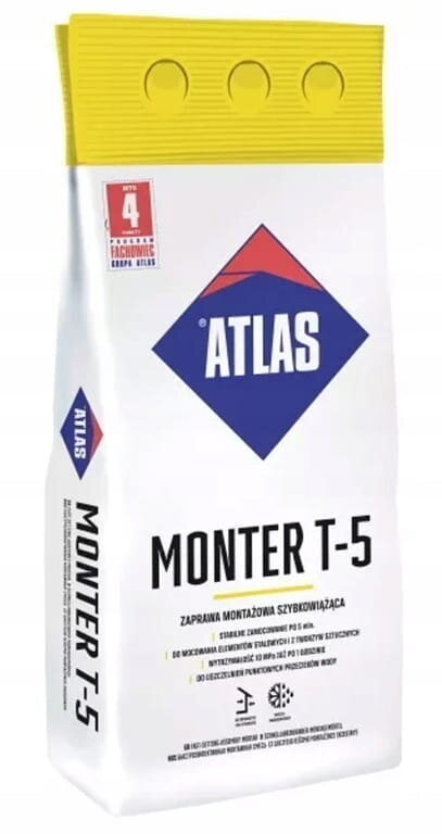 Atlas Monter T-5 nopeasti kovettuva laasti 5 kg hinta ja tiedot | Laastit ja kitit | hobbyhall.fi