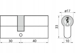 Lukkosylinteri 30/40 mm satiininikkeli + 3 avainta hinta ja tiedot | Ovenkahvat | hobbyhall.fi