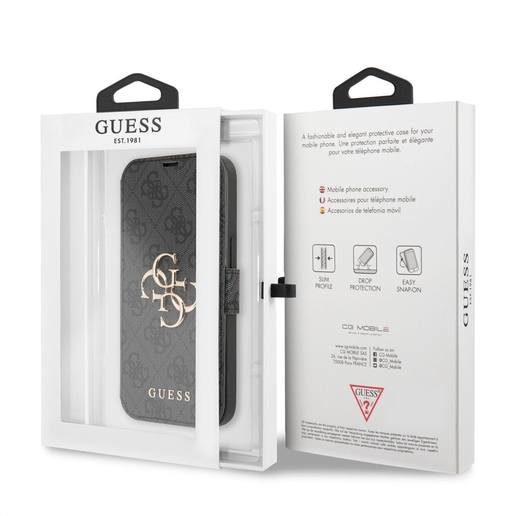 GUBKP13M4GMGGR Guess PU 4G Metal Logo Book Casee for iPhone 13 Grey hinta ja tiedot | Puhelimen kuoret ja kotelot | hobbyhall.fi