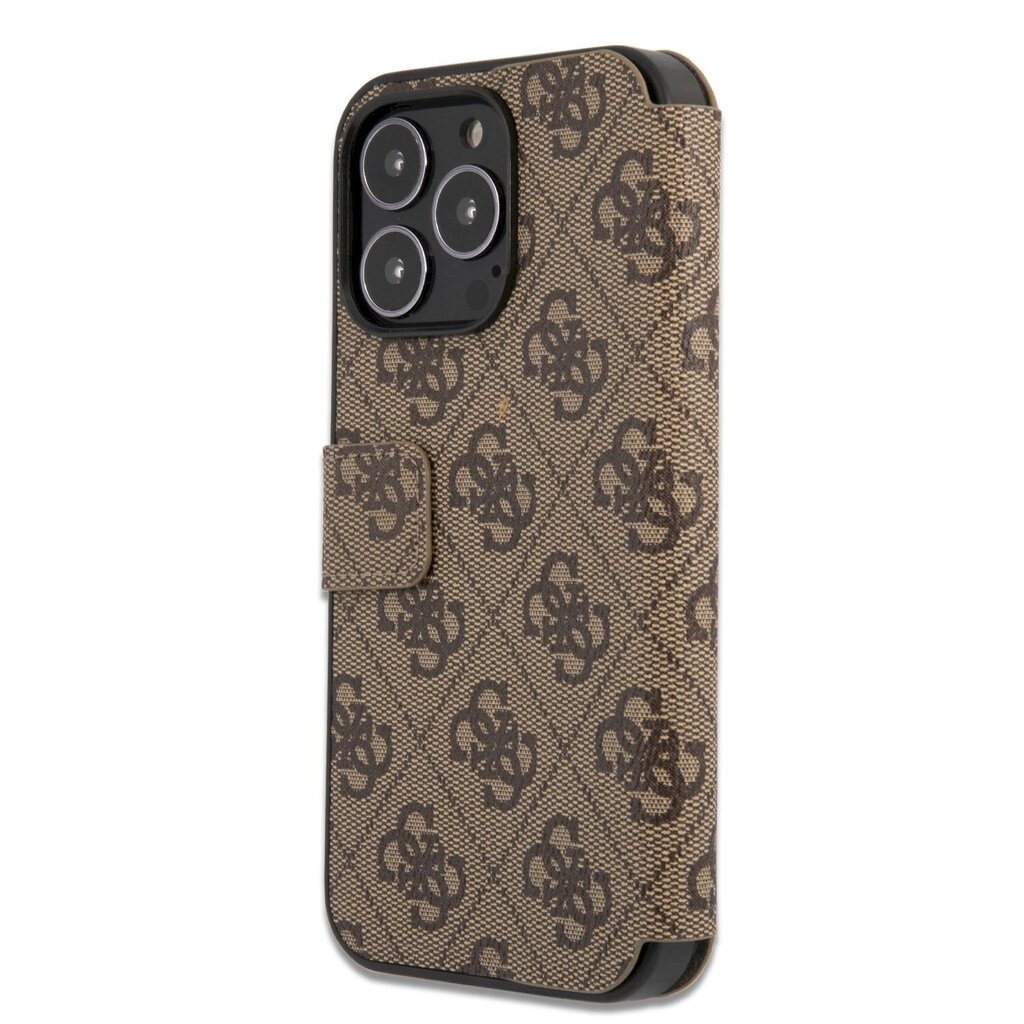 GUBKP13L4GMGBR Guess PU 4G Metal Logo Book Case for iPhone 13 Pro Brown hinta ja tiedot | Puhelimen kuoret ja kotelot | hobbyhall.fi