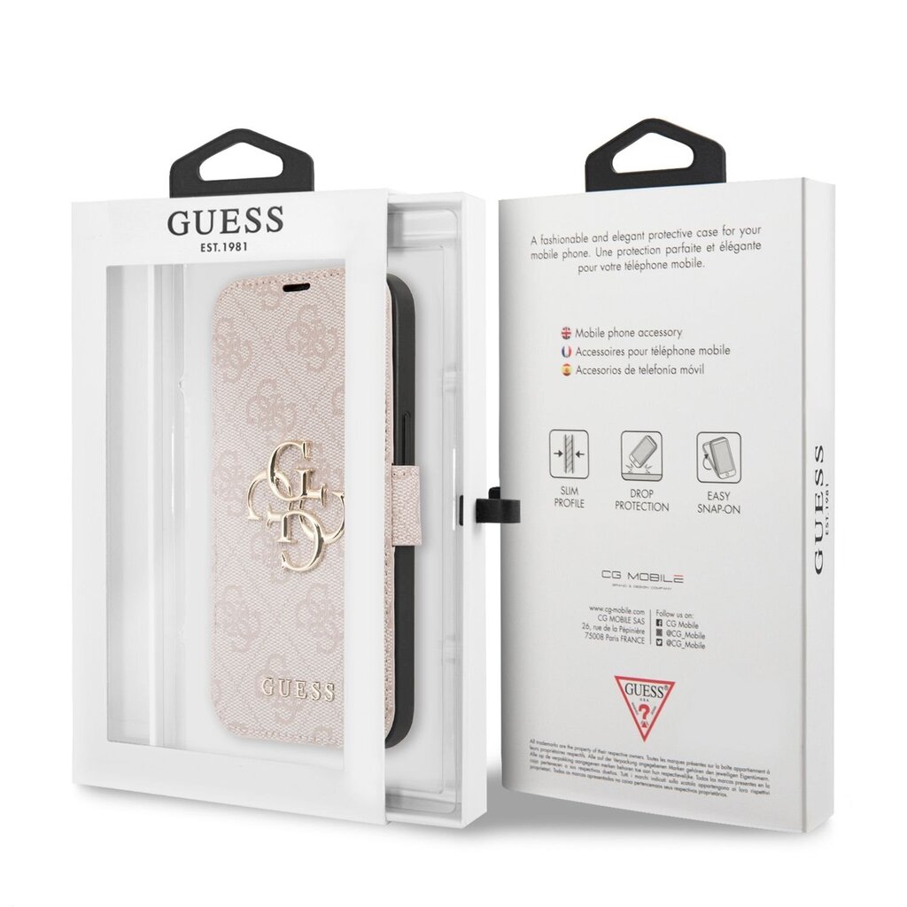 GUBKP13M4GMGPI Guess PU 4G Metal Logo Book Case for iPhone 13 Pink hinta ja tiedot | Puhelimen kuoret ja kotelot | hobbyhall.fi