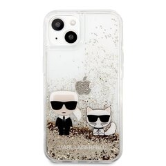 KLHCP13MGKCD Karl Lagerfeld Liquid Glitter Karl and Choupette -kotelo iPhone 13:lle Gold hinta ja tiedot | Puhelimen kuoret ja kotelot | hobbyhall.fi